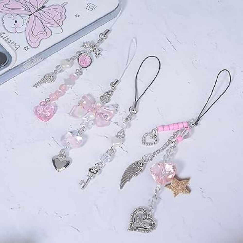 4 pc Phone Charms Y2K Style Hearts‎ etc Very Nice